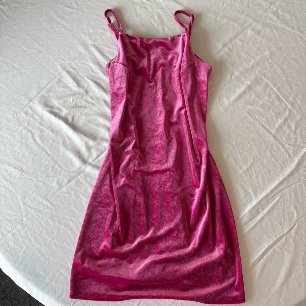 Vylette Women’s M Velvet Mini Dress Pink Y2K Festival Vacation Night Out